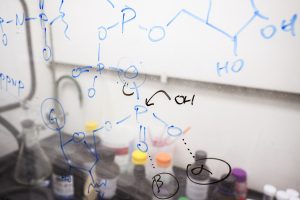 Chemical equations on fume hood