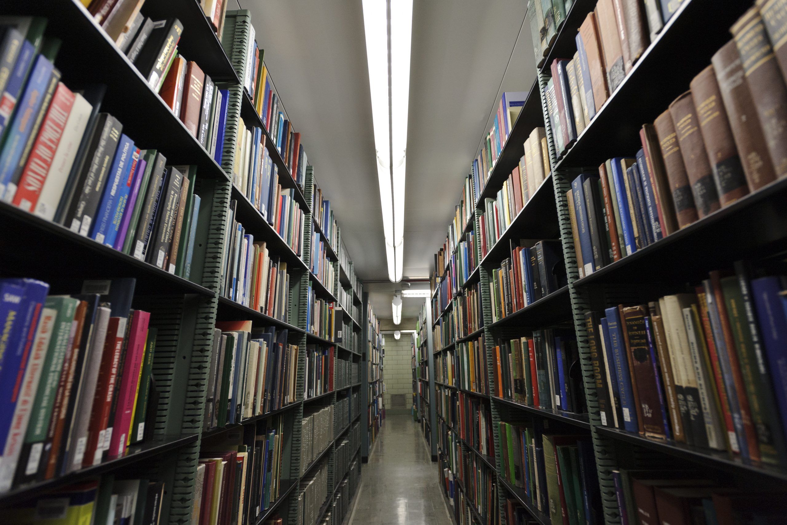 Library book stacks